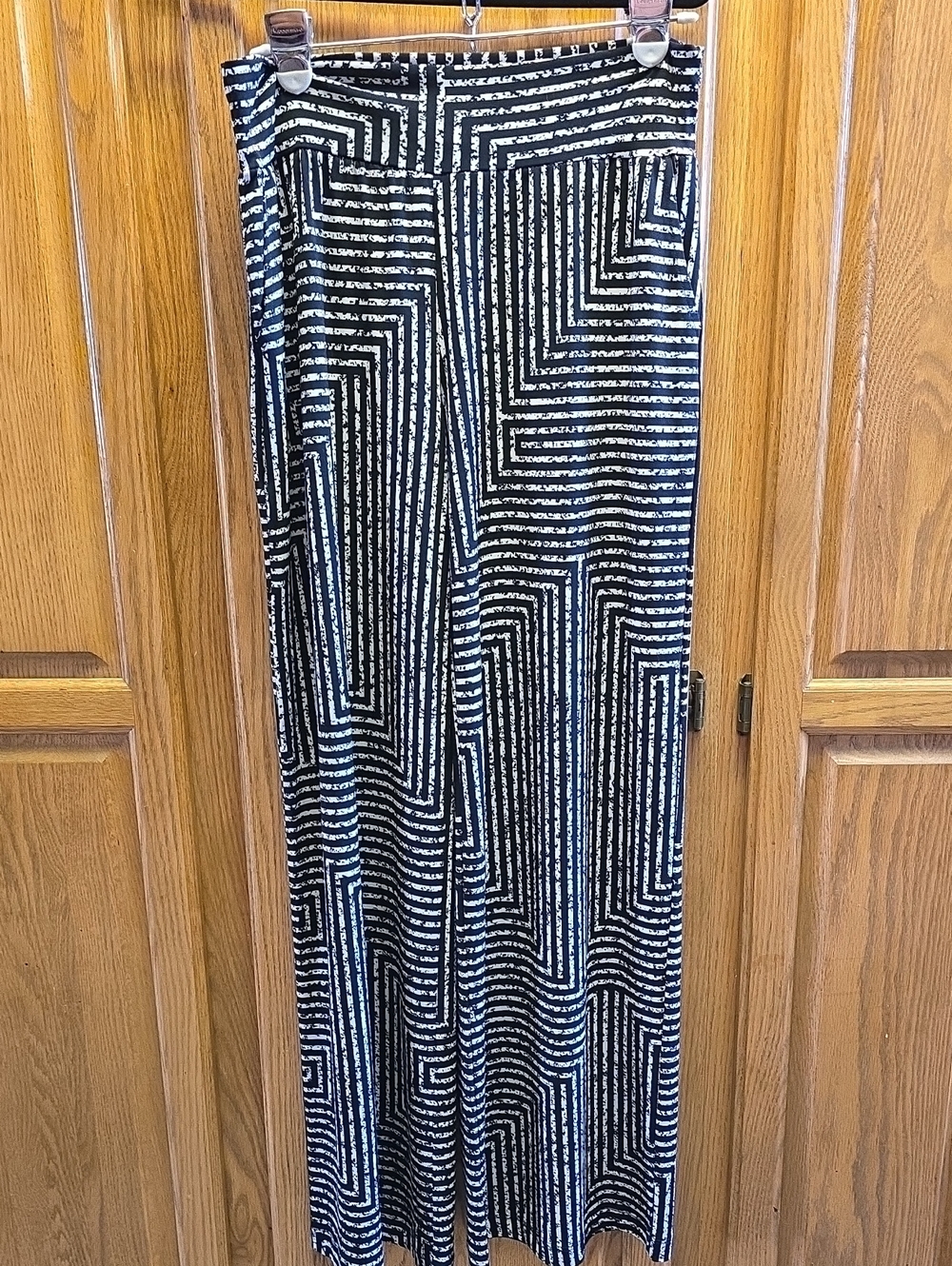 Womens Palazzo Pant, Black & Cream, Size XL